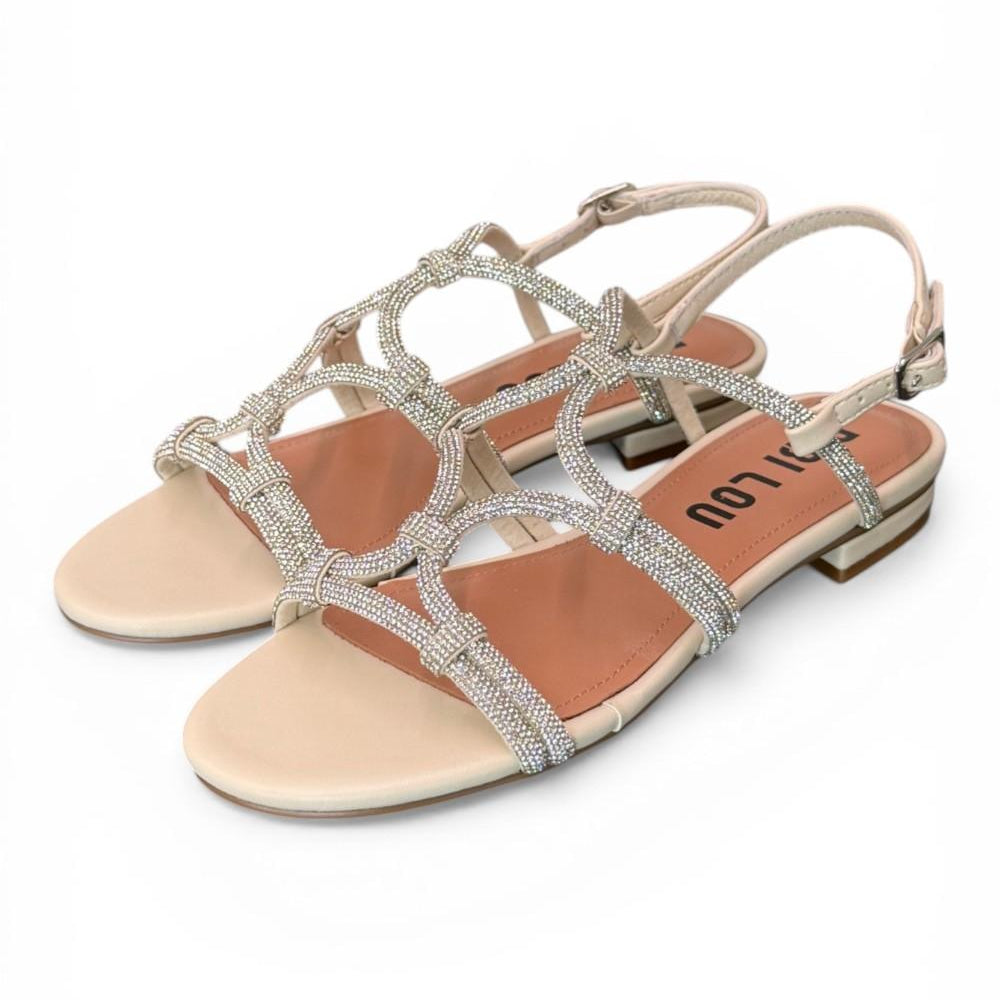 Sandalo intrecci strass white Bibi Lou 