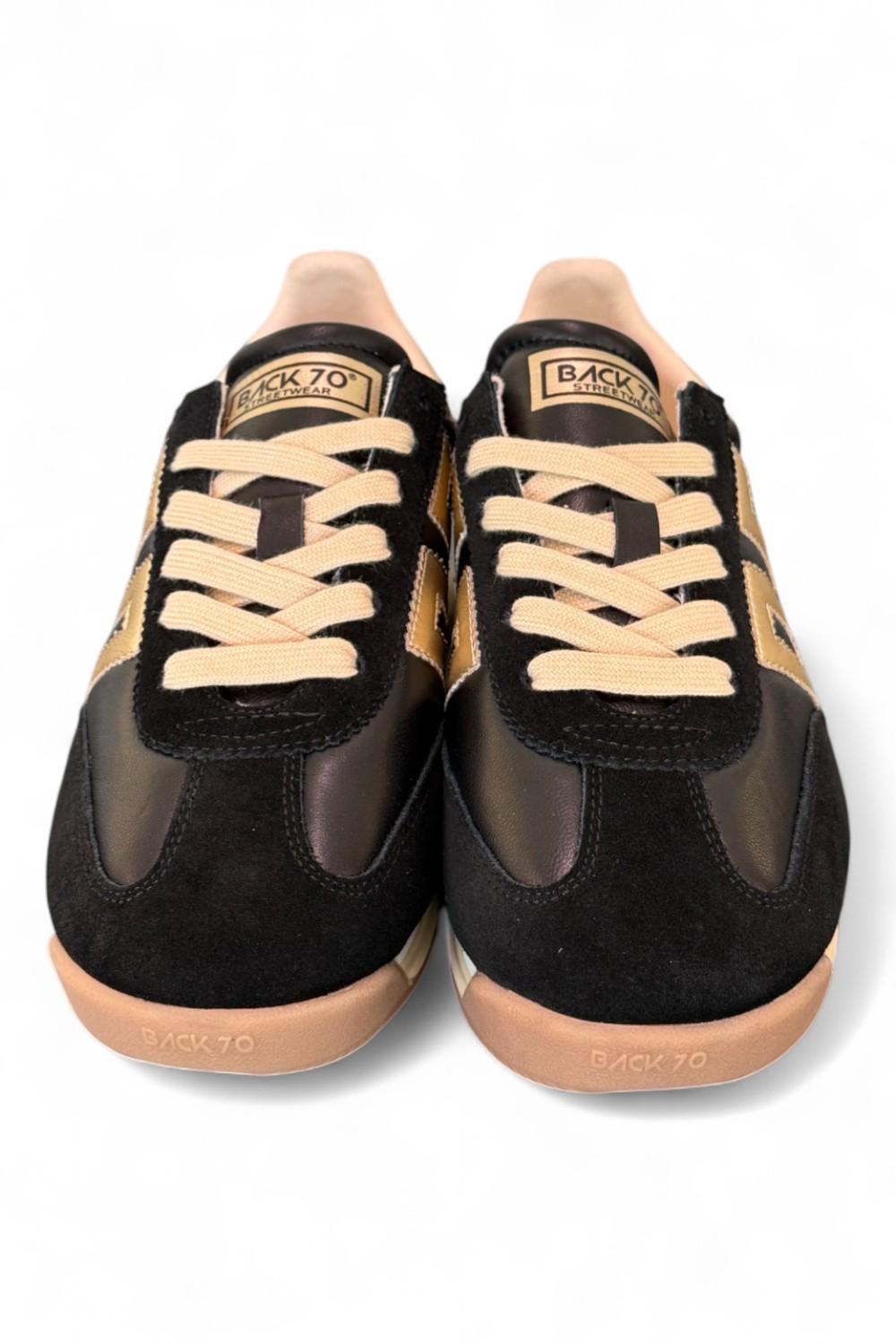 Sneaker donna Back70 Jogger nappa black gold 