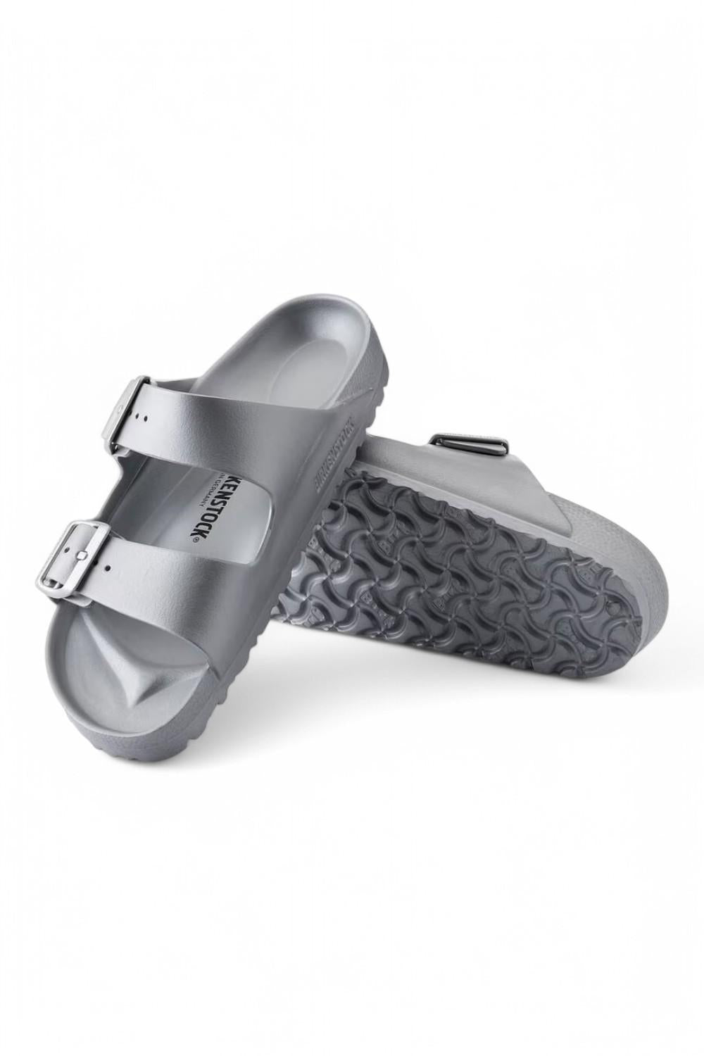 Ciabatta Arizona gomma metallic silver uomo Birkenstock 1003490<BR/> <BR/> 