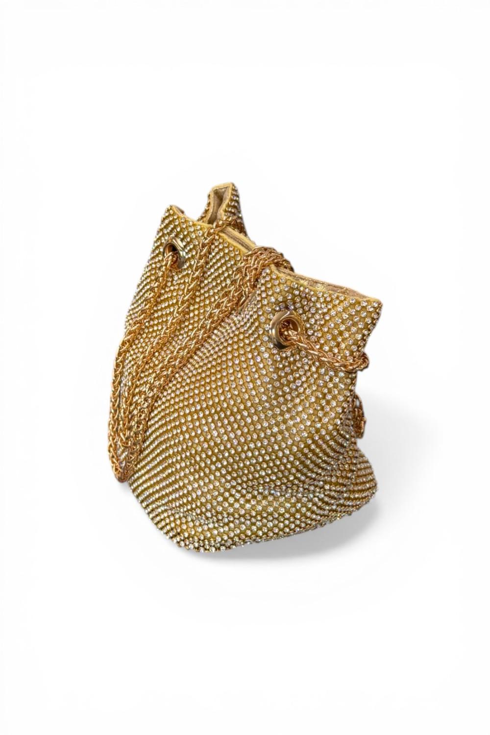 Pochette secchiello strass Scarlet platino 