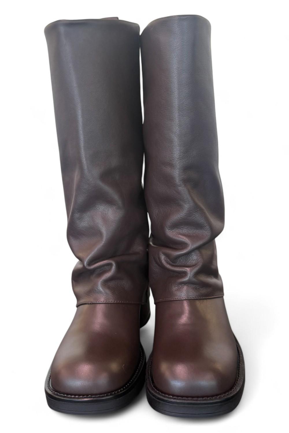 Stivale biker ghetta pelle marrone Ranye <BR/> 