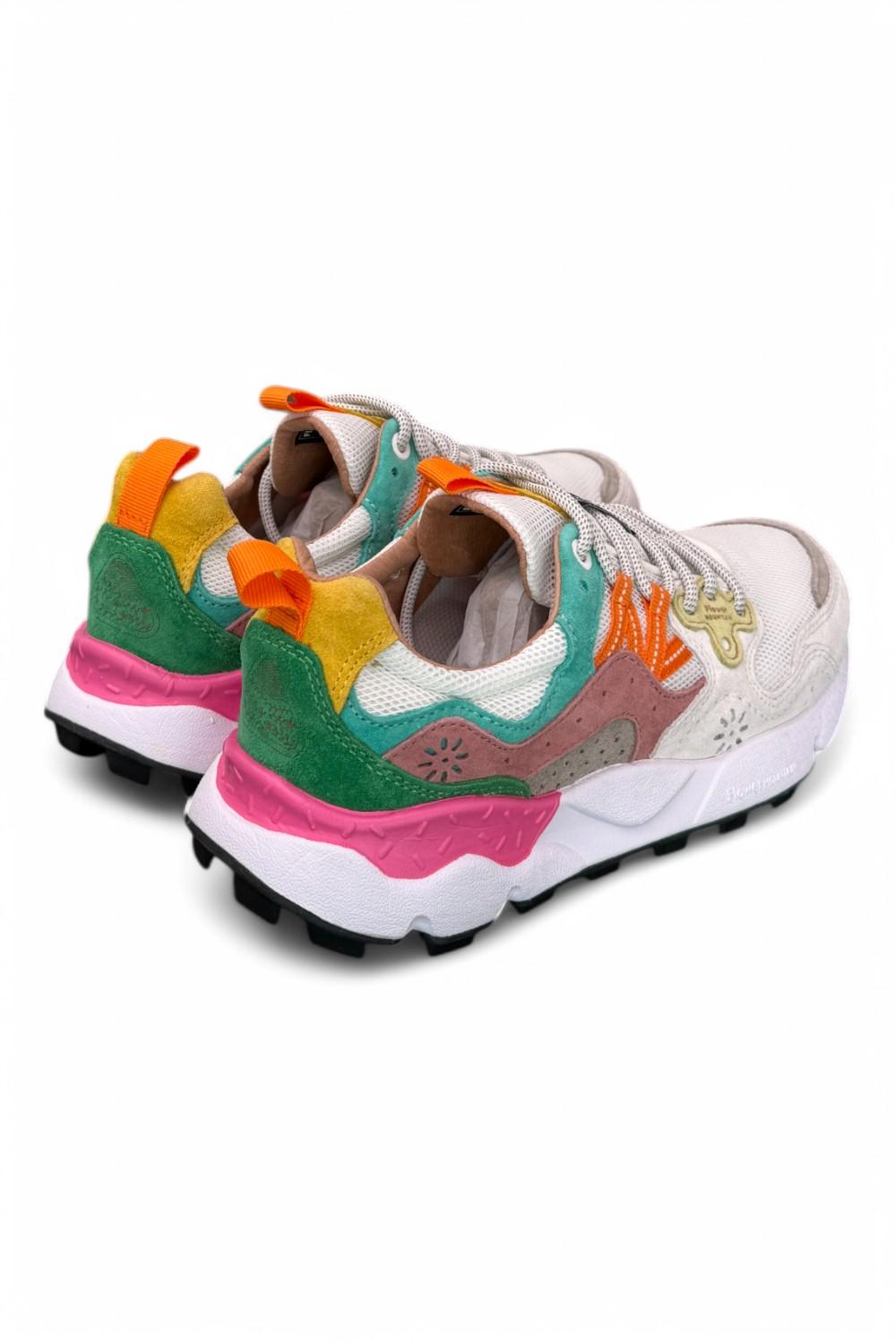 Sneaker donna Flower Mountain Yamano 3 White Fuxia 1N11 rete 