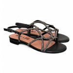 Sandalo incroci strass nero Bibi Lou<BR/> 