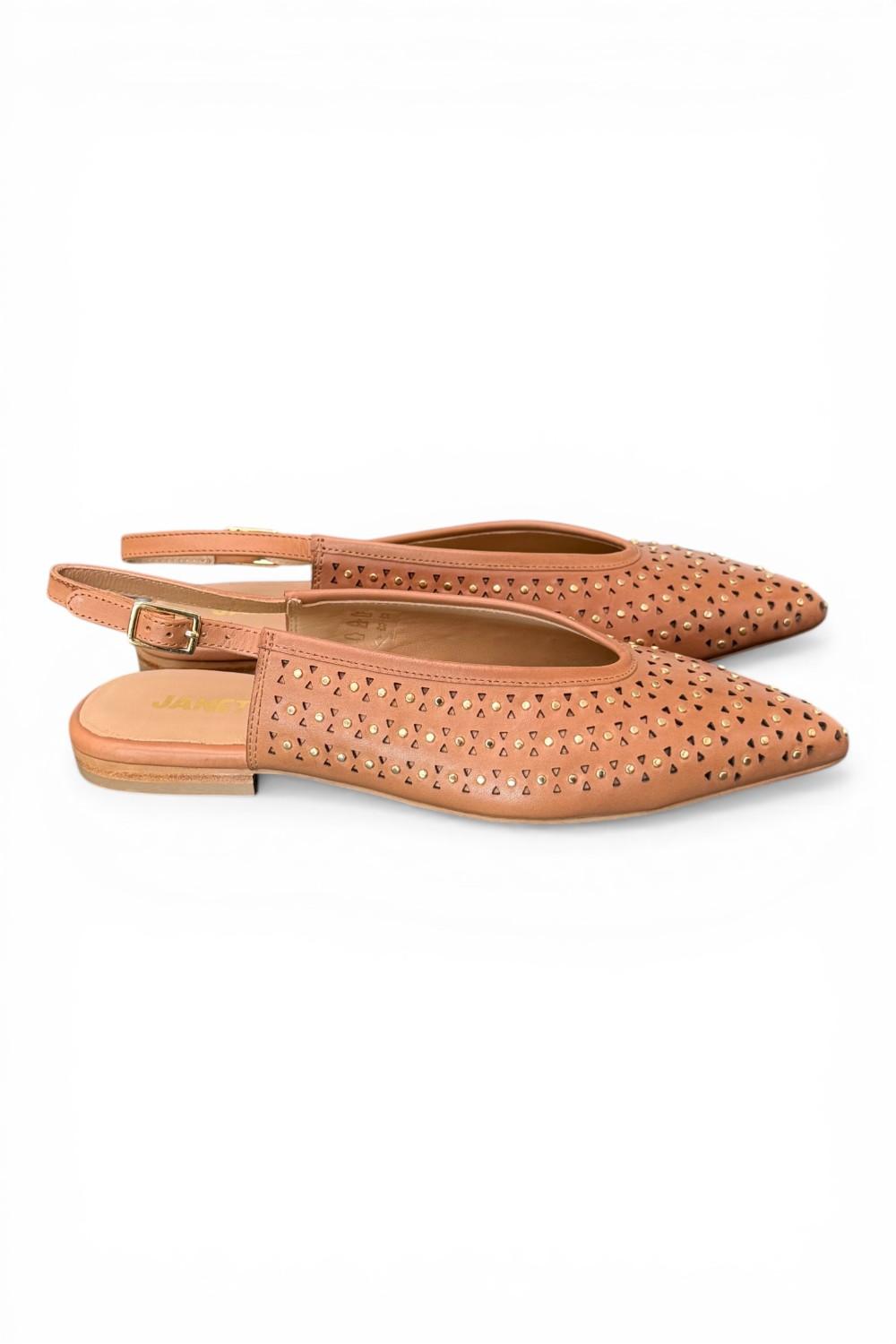 Slingback microborchie cuoio Janet<BR/> <BR/> 