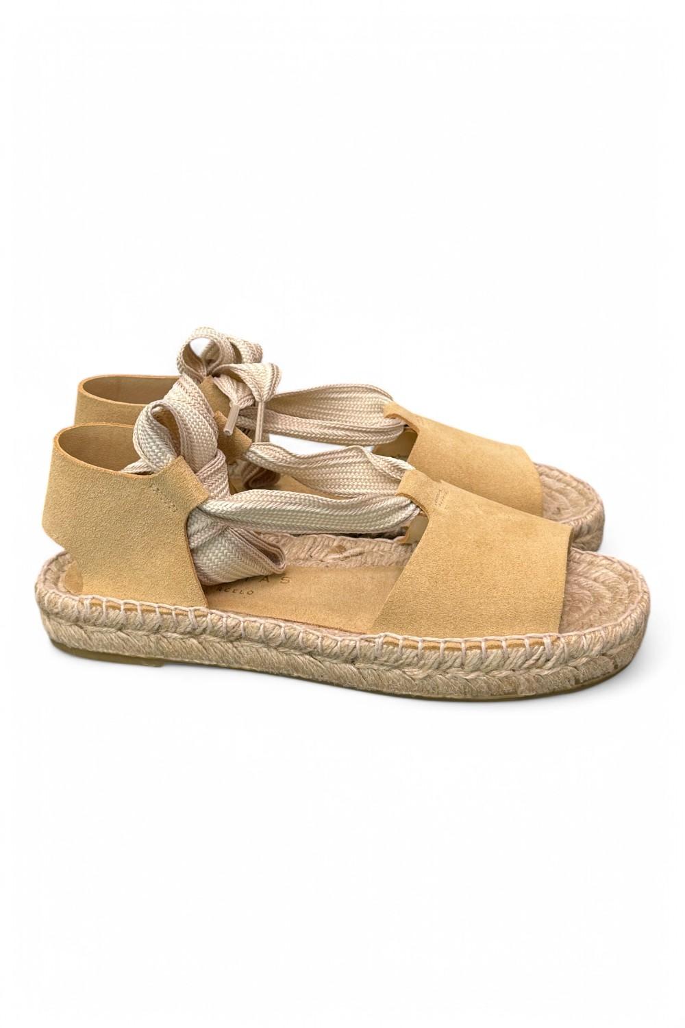 Sandalo con fascia in suede sand Palomitas<BR/> 