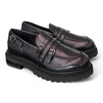Mocassino donna pelle nera Janet 