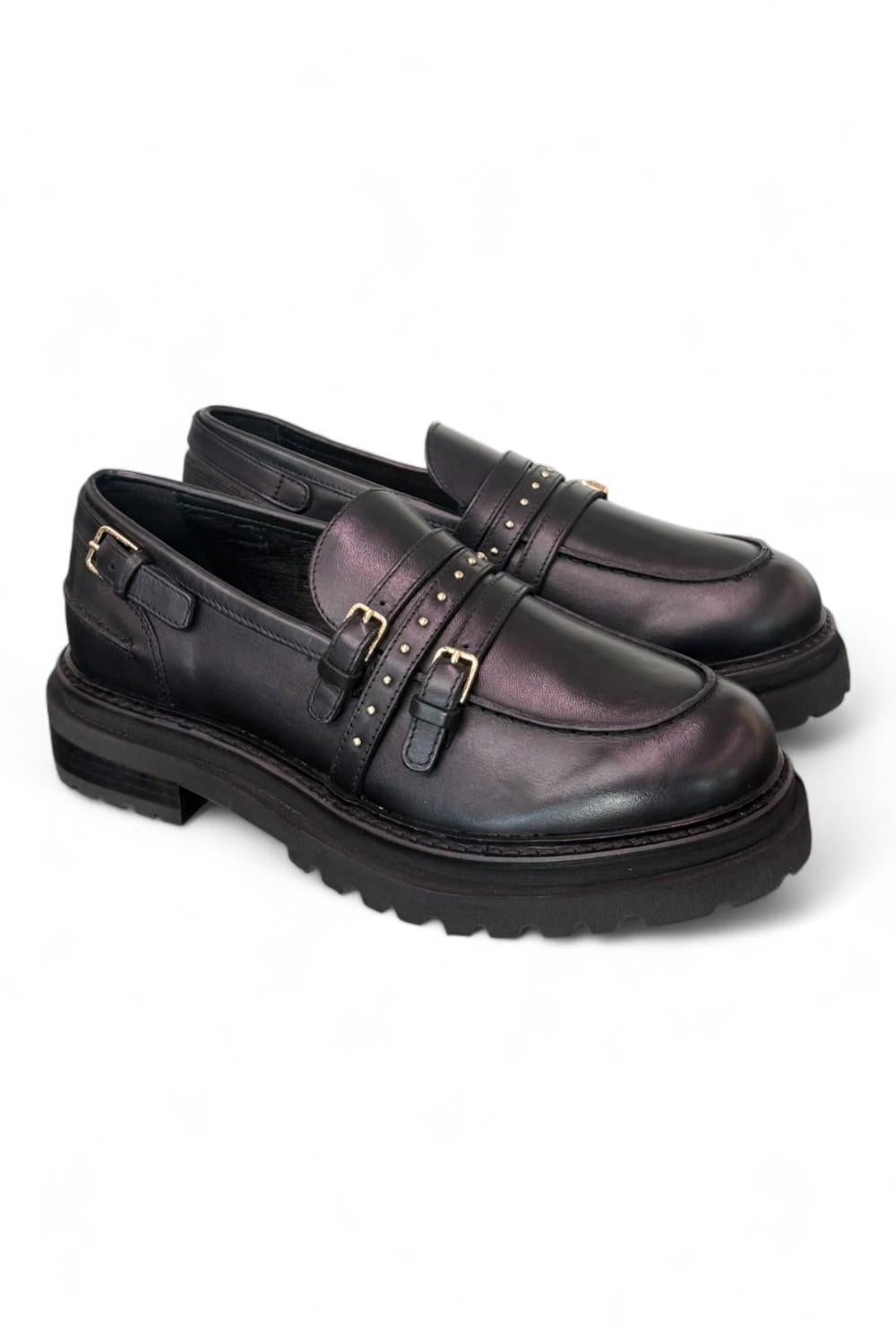 Mocassino donna pelle nera Janet 