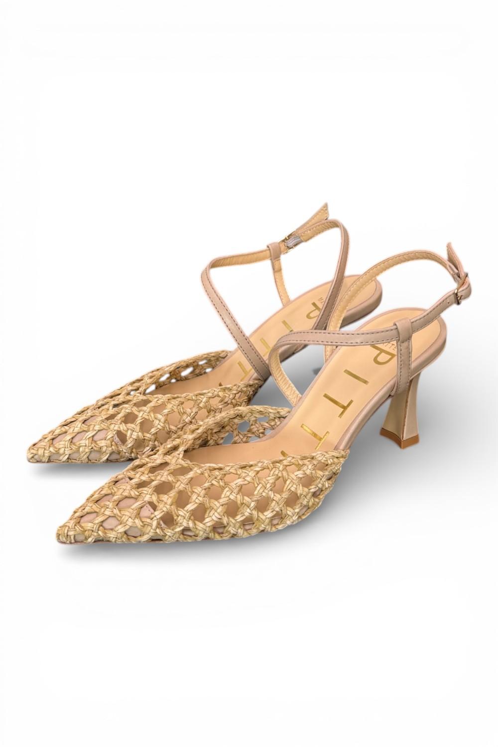 Slingback rafia taupe T70  Matteo Pitti 