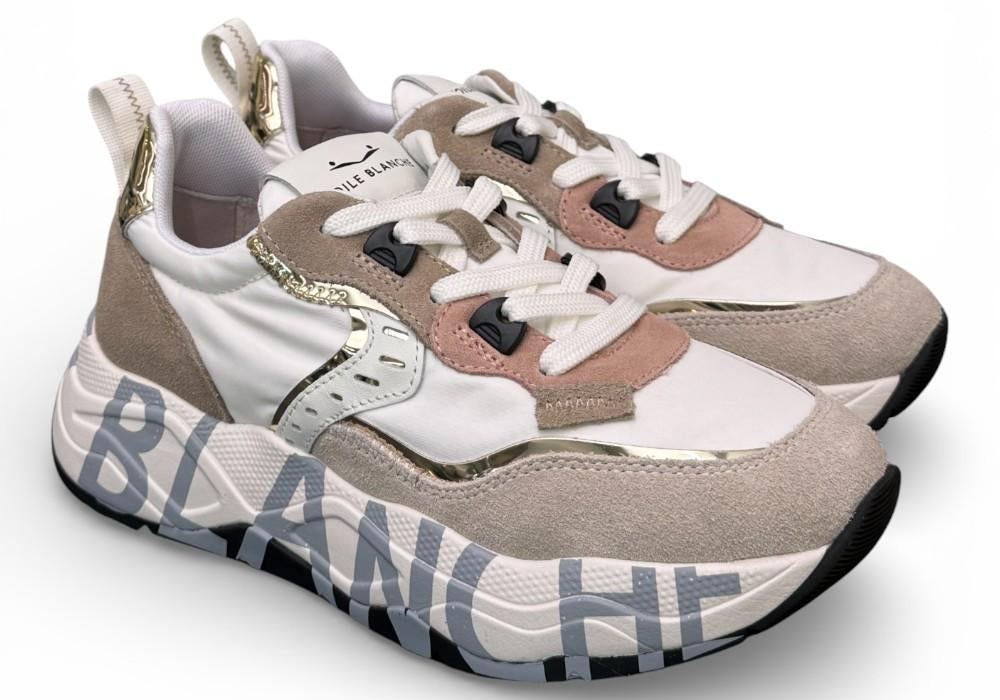 Sneaker donna Voile Blanche Club 105 bianca beige rosa 1N61 