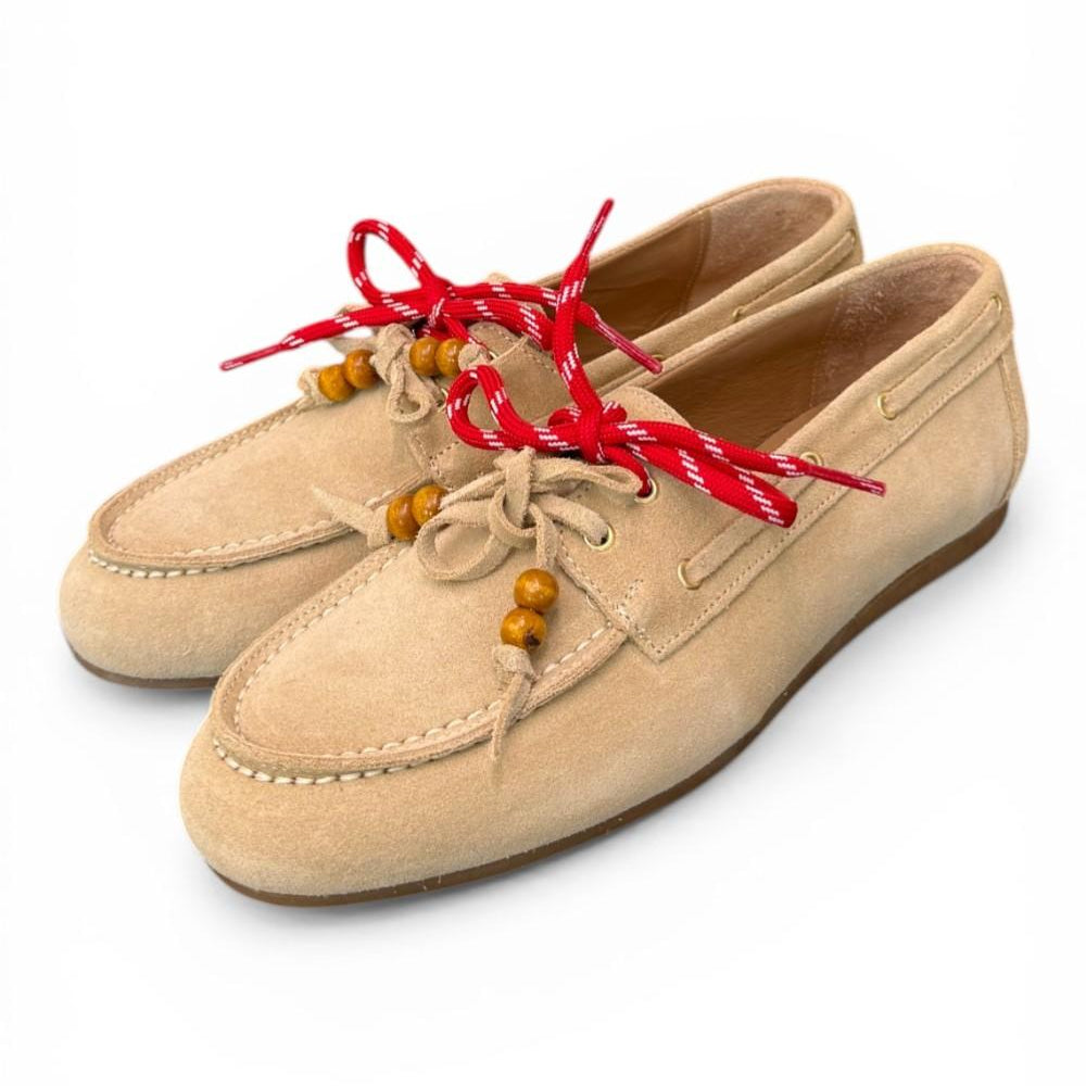 Scarpa barca suede beige Antica Bottega<BR/> 