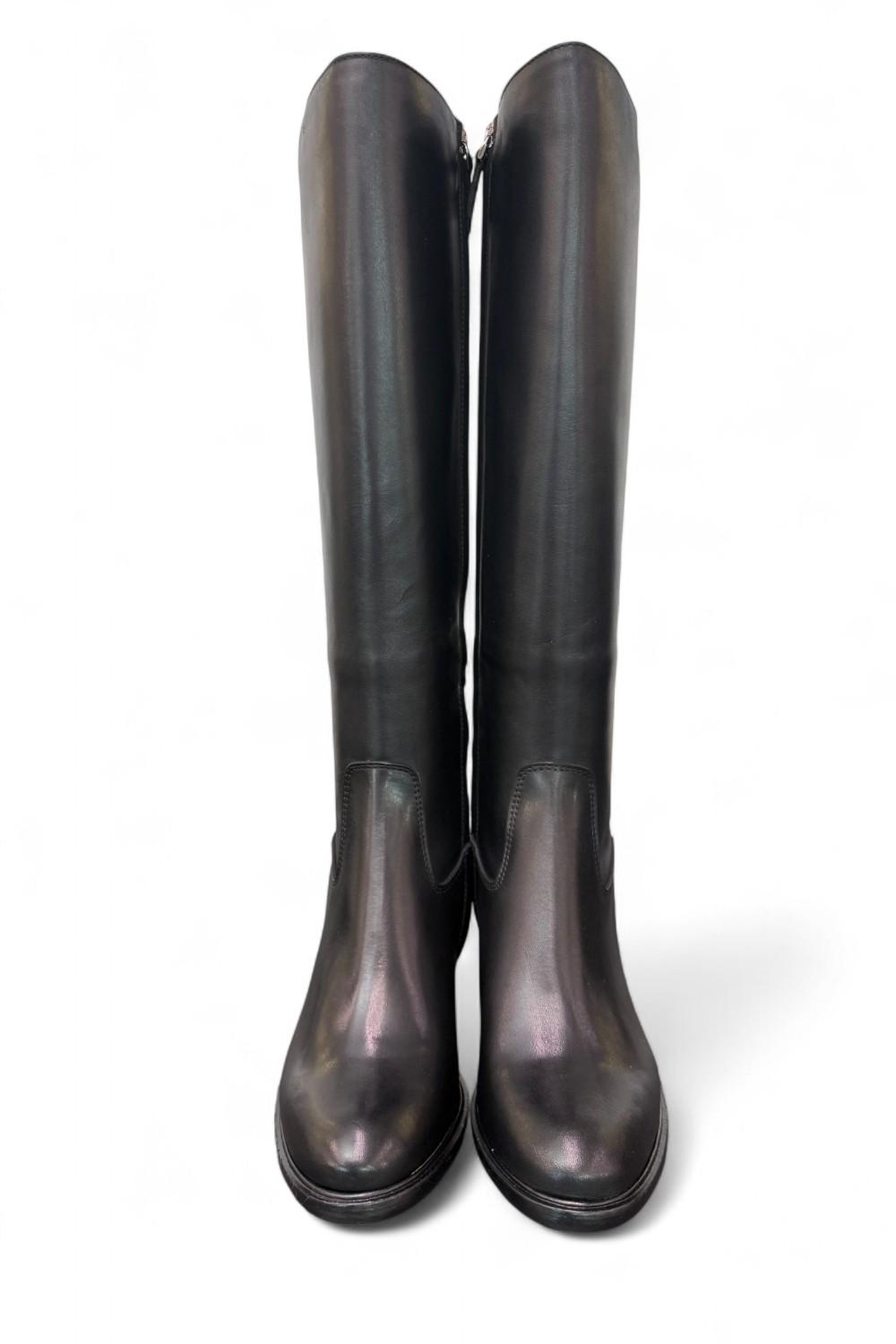 Stivale zip pelle nera tacco 60 Anima <BR/> 