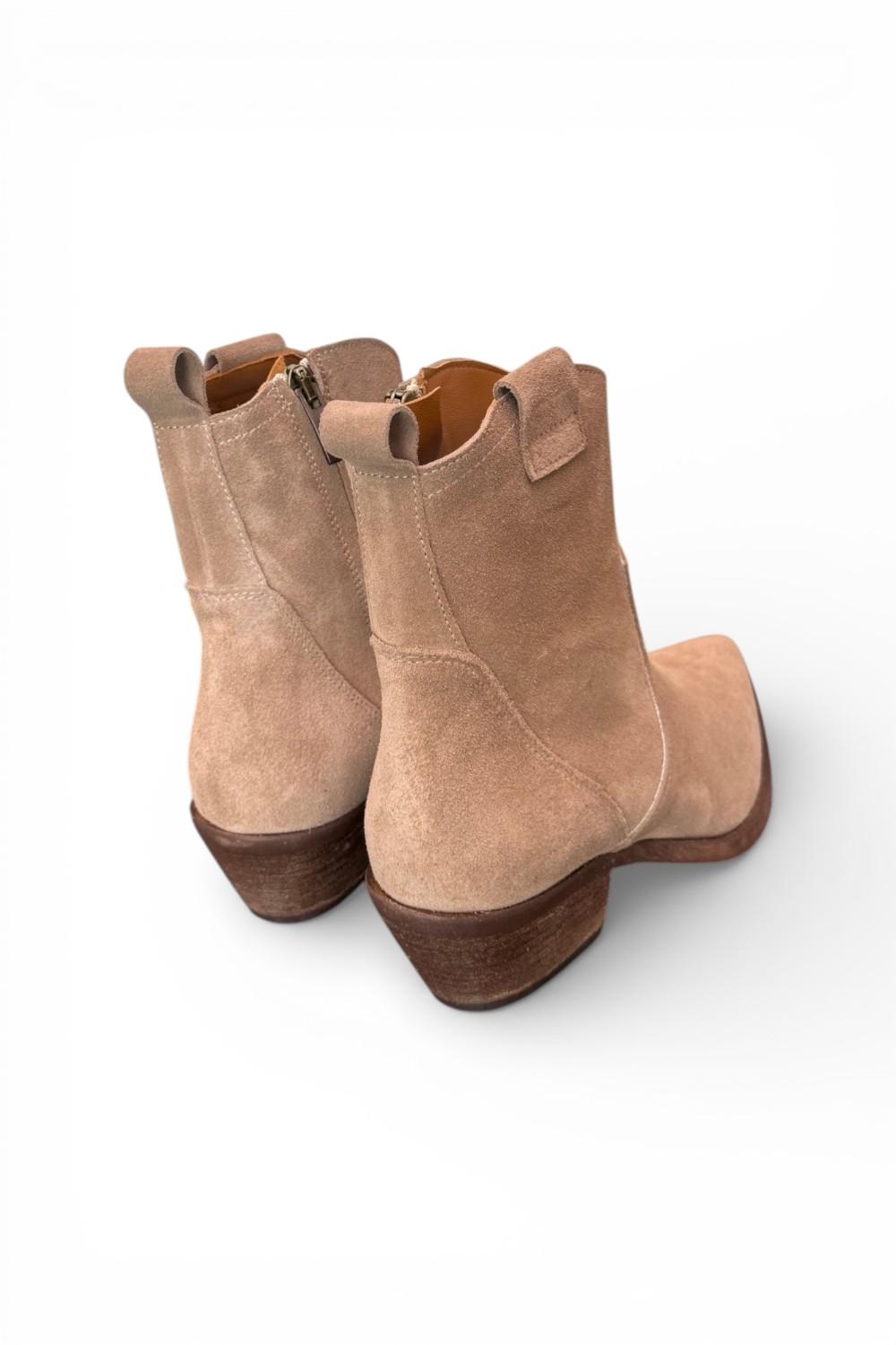 Stivaletto texano corto suede beige Ranye<BR/> 