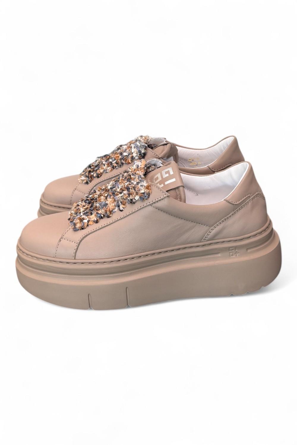 Sneaker donna Gioplus platform tortora 