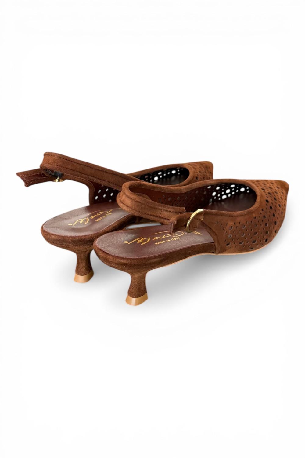 Slingback suede laserato choco Bianca Di 