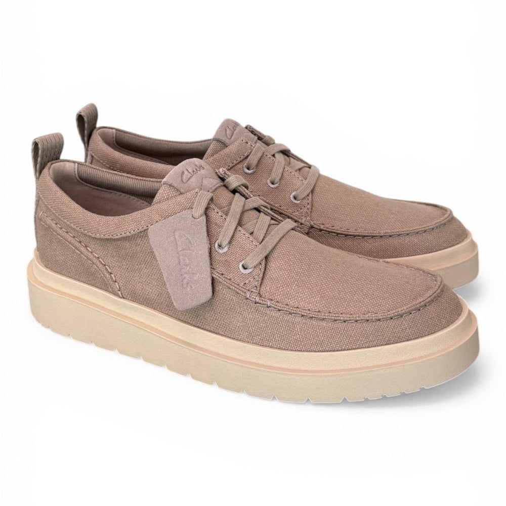 Scarpa uomo Polden Moc tela beige Clarks<BR/> 