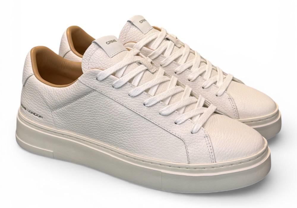 Sneaker pelle martellata bianca XL Crime London 