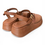 Sandalo fascia pelle camel Z50 Frau 