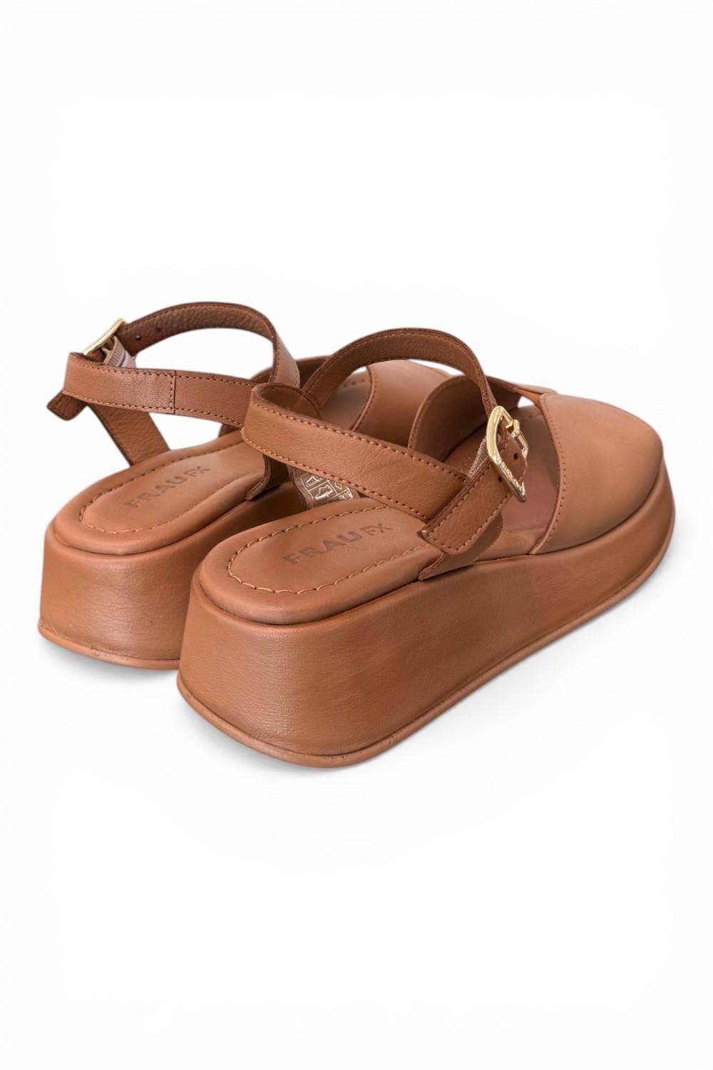 Sandalo fascia pelle camel Z50 Frau 
