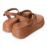 Sandalo fascia pelle camel Z50 Frau 