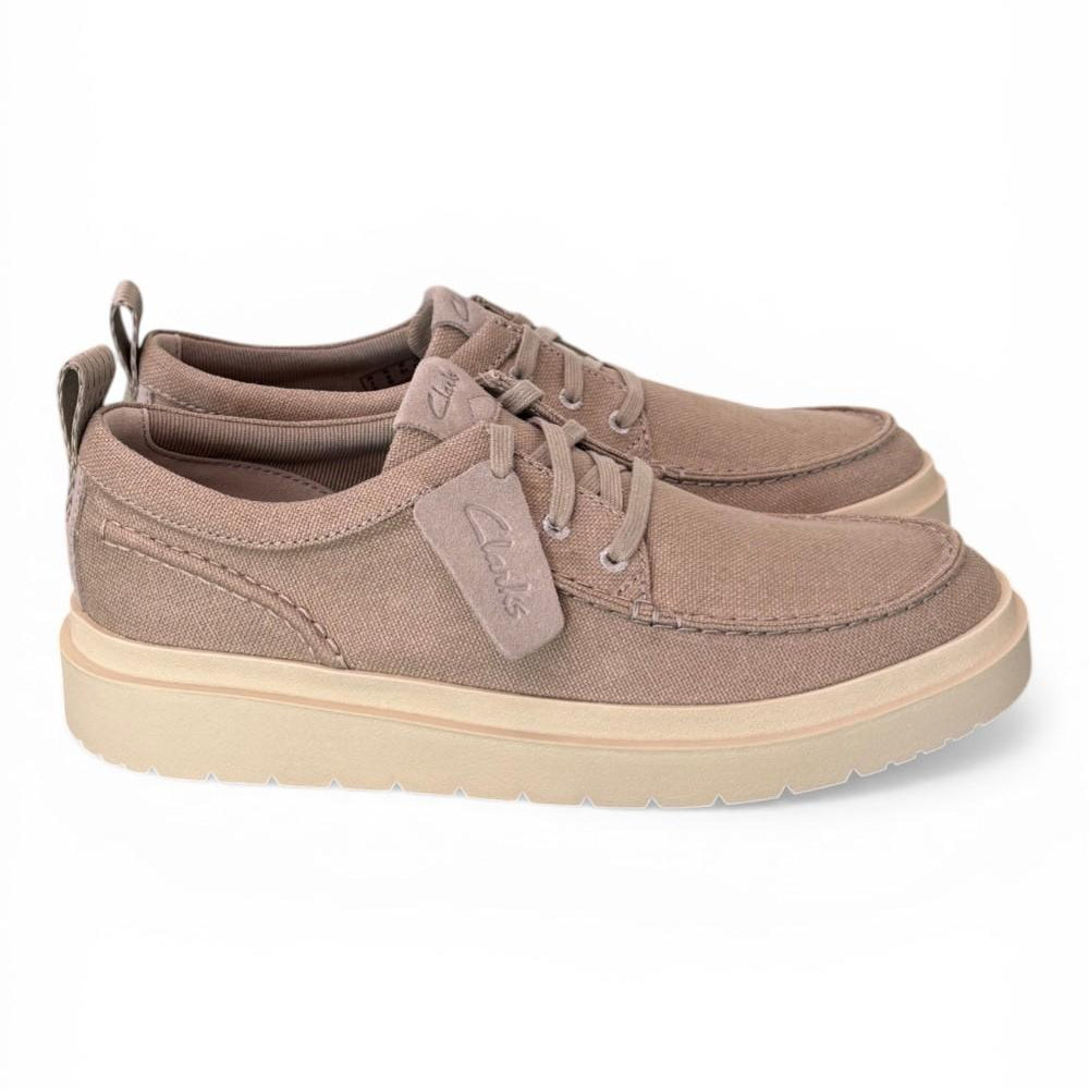 Scarpa uomo Polden Moc tela beige Clarks<BR/> 
