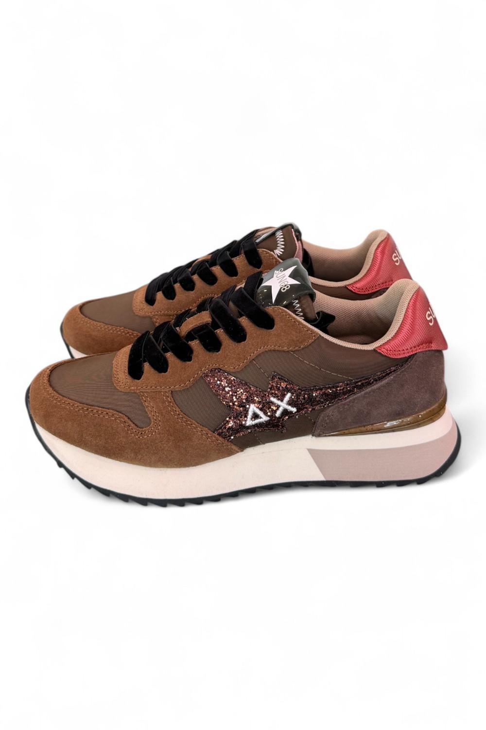 Sneaker donna Sun68 Stargirl glitter logo marrone 