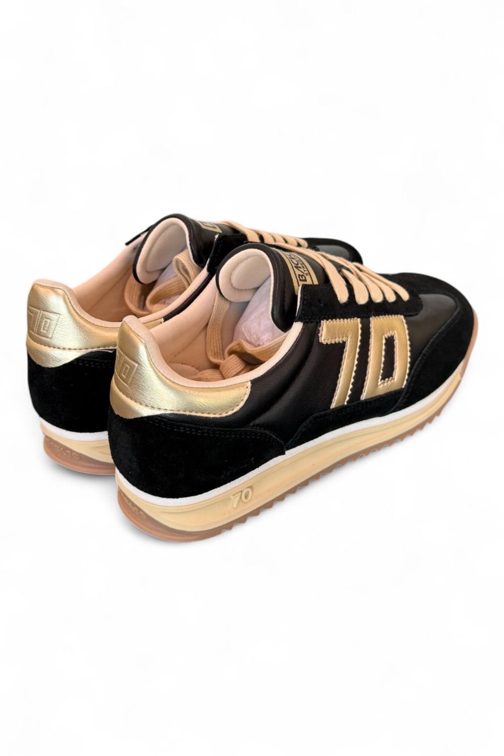 Sneaker donna Back70 Jogger nappa black gold 