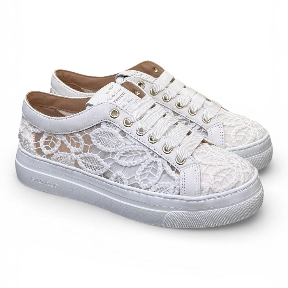 Sneaker donna pizzo bianco Stokton<BR/> 