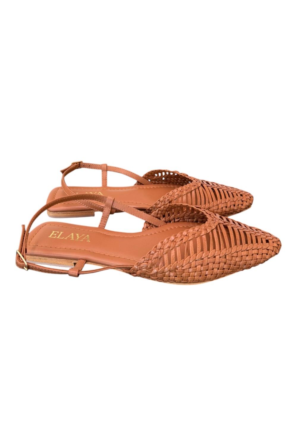 Slingback intrecciata pelle cuoio Elaya 