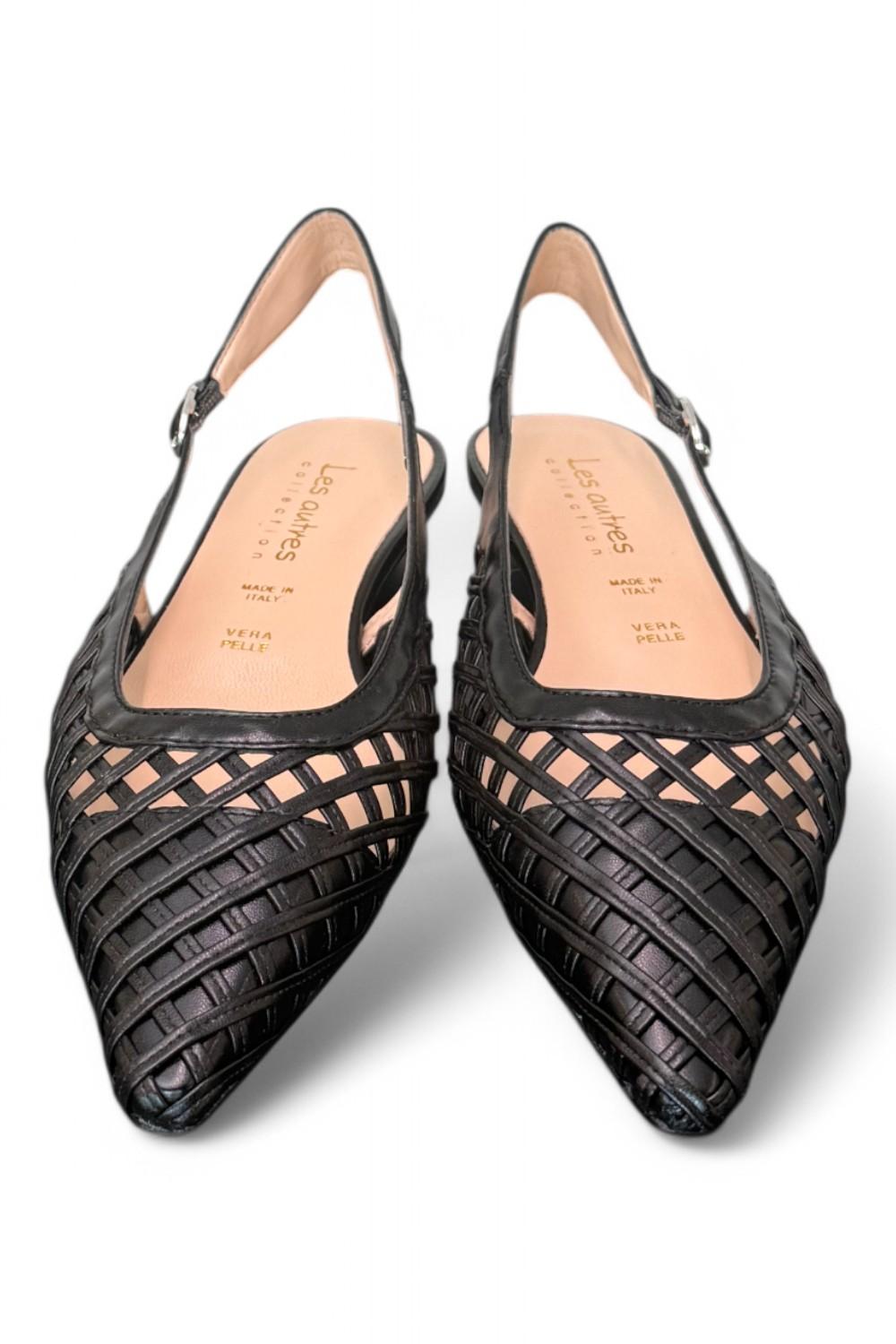Slingback intreccio nero flat Les Autres<BR/> 