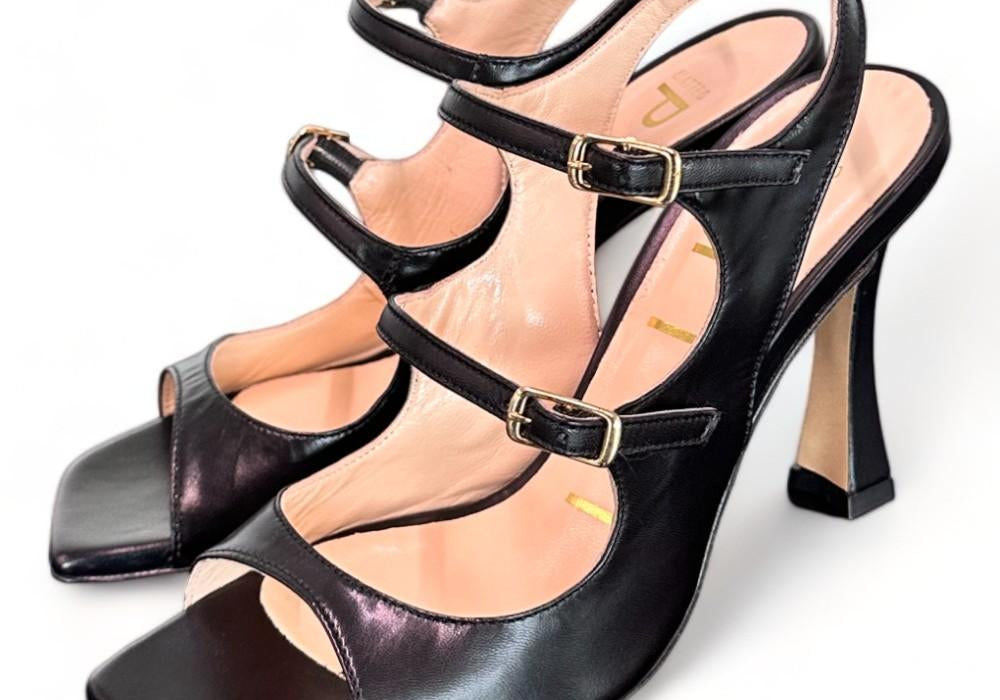 Sandalo cintini nero tacco 90 Matteo Pitti<BR/> 