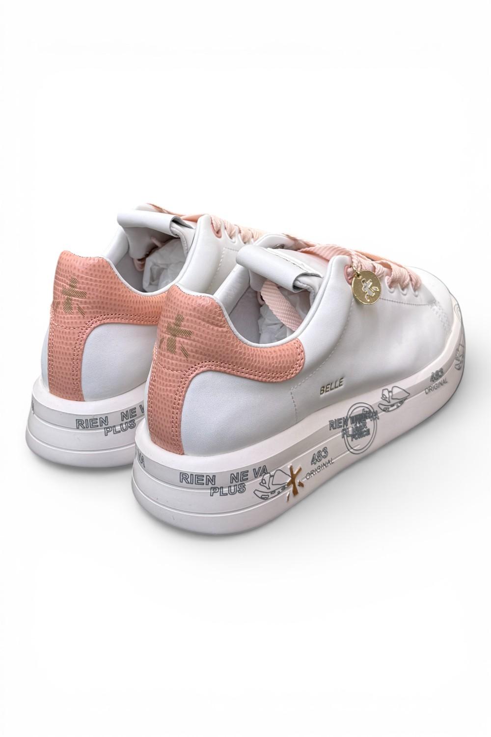 Sneaker donna Belle 8159 Premiata bianca rosa 