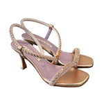 Sandalo strass trasversale rame Albano 