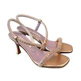 Sandalo strass trasversale rame Albano 