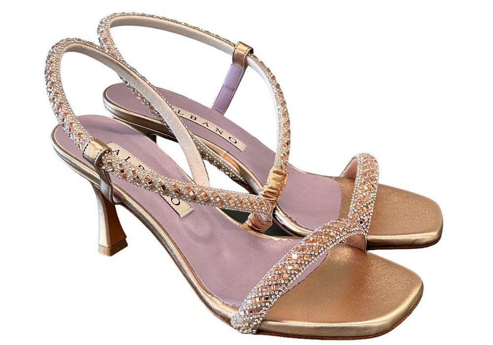 Sandalo strass trasversale rame Albano 