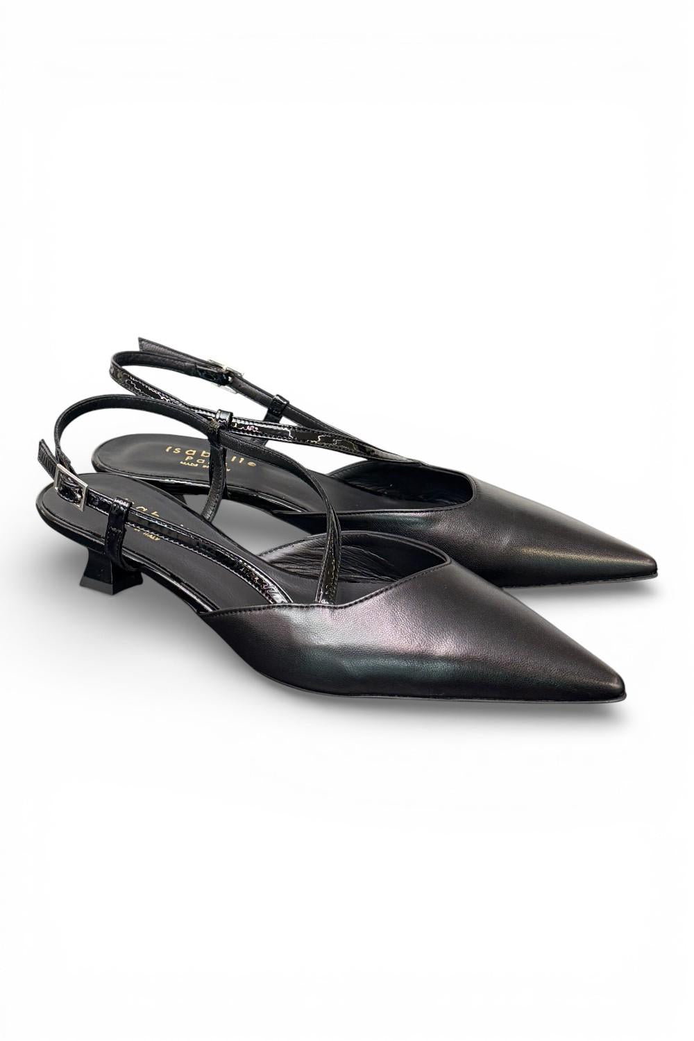 Slingback cintino pelle nera Isabelle Paris 