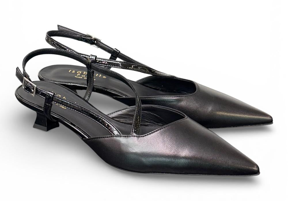 Slingback cintino pelle nera Isabelle Paris 