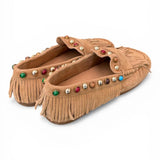 Mocassino frange suede nocciola Inuovo<BR/> 