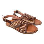Sandalo incrocio pelle marrone intrecciata Inuovo<BR/> 
