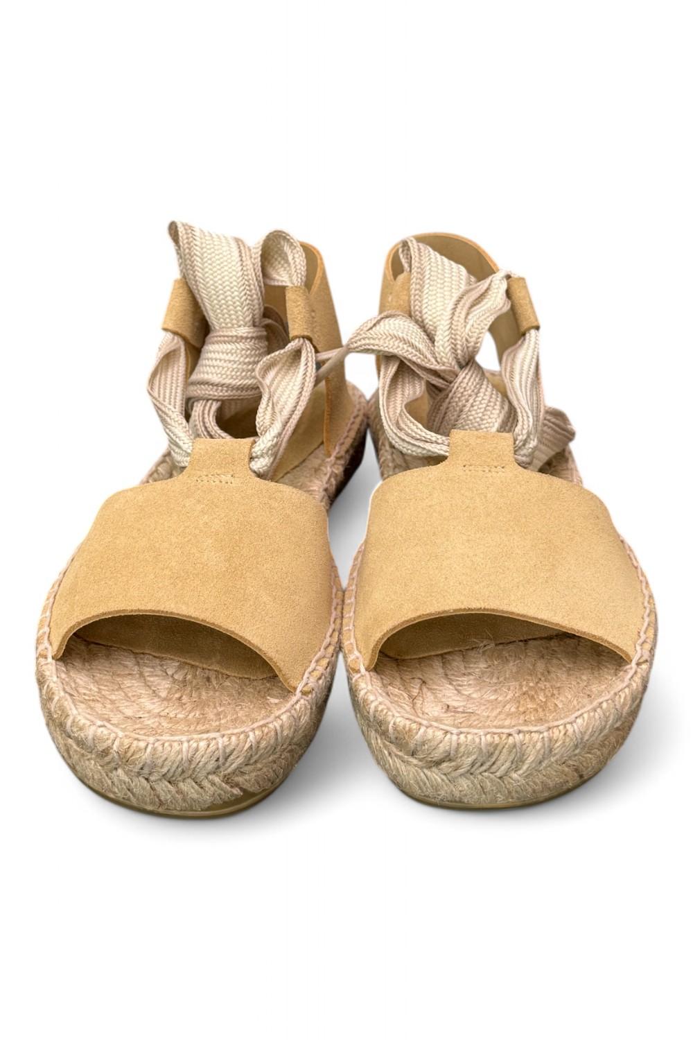 Sandalo con fascia in suede sand Palomitas<BR/> 