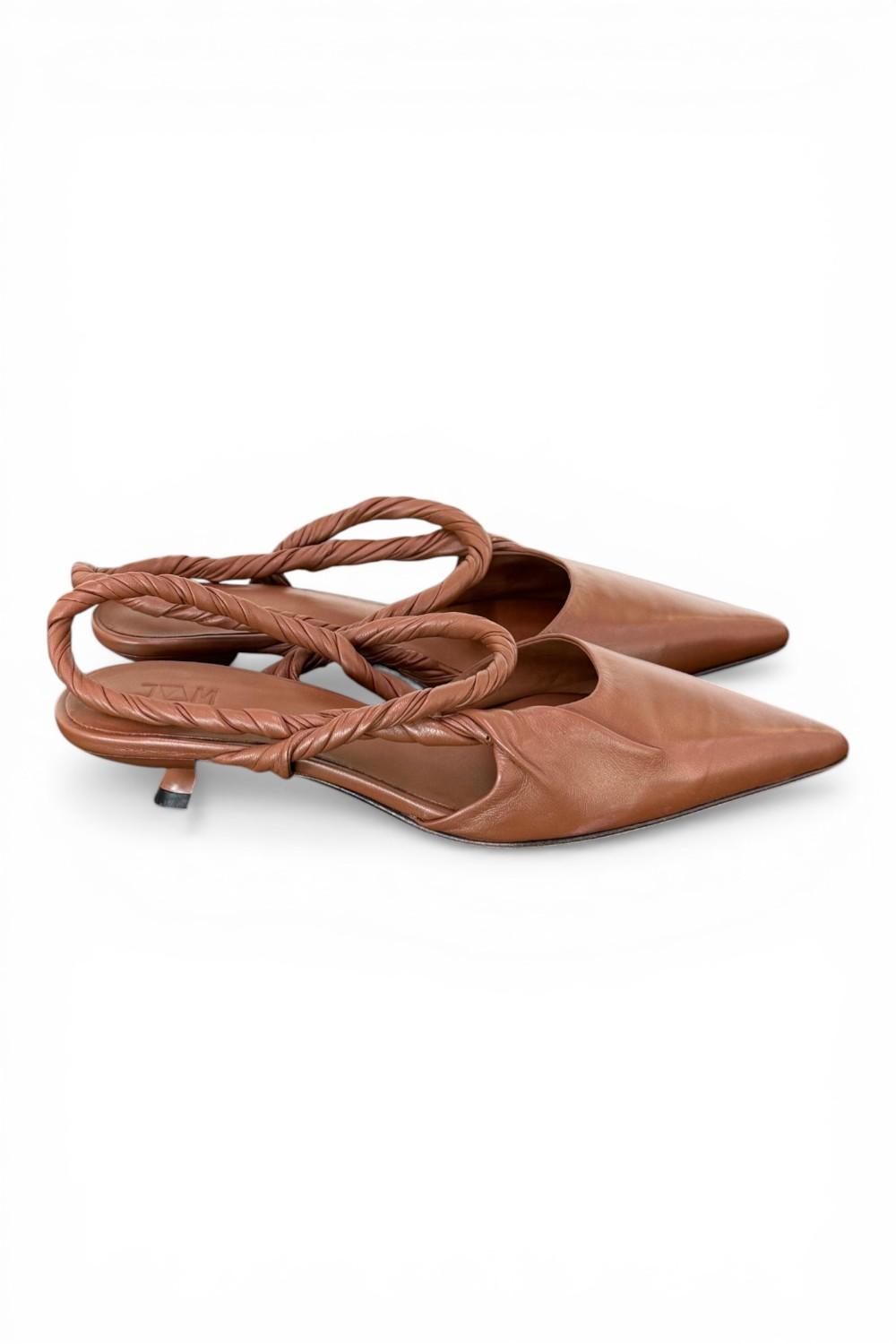 Slingback pelle marrone treccia  JVAM<BR/> 