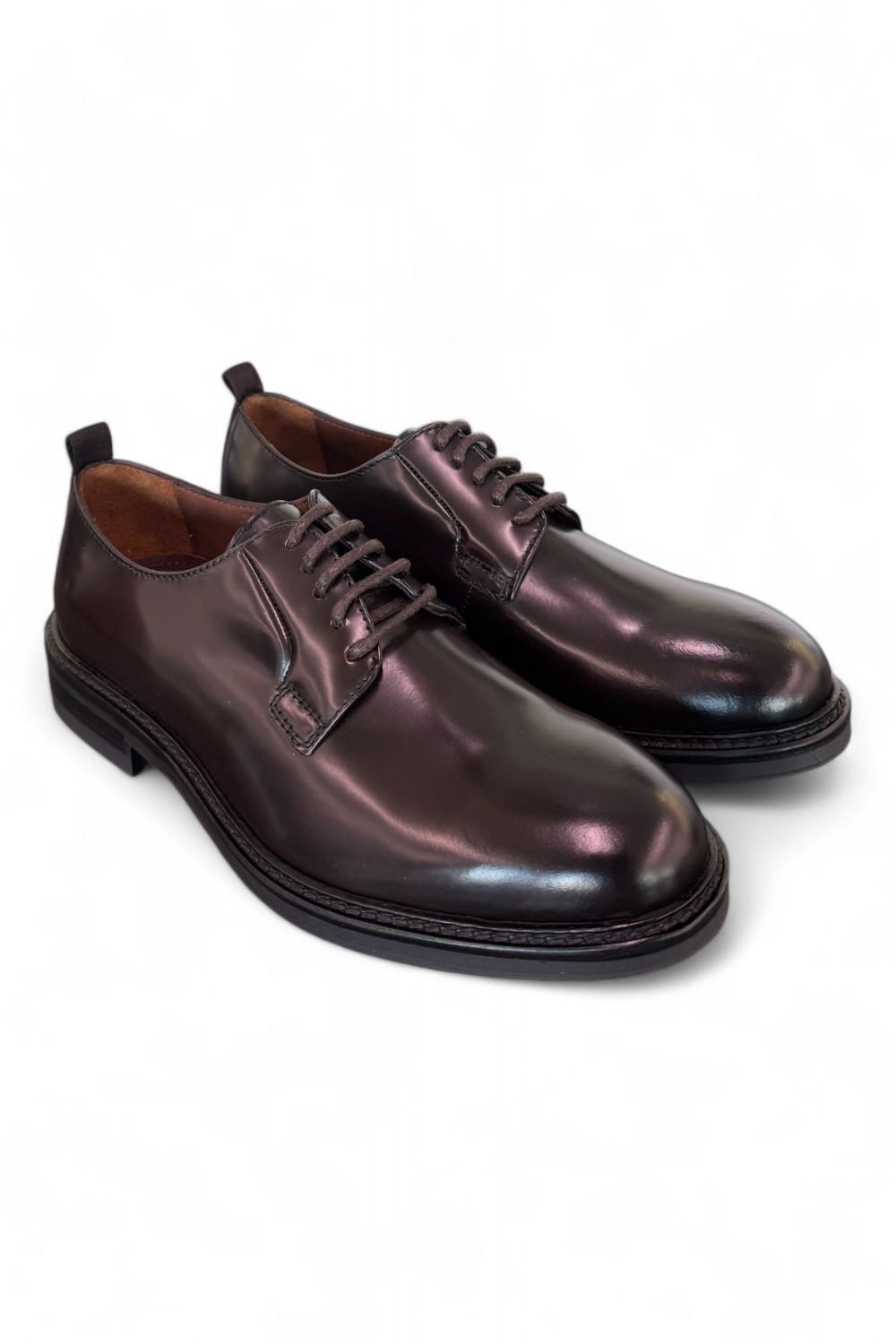 Scarpa allacciata pelle spazzolata ebony Marco Ferretti 
