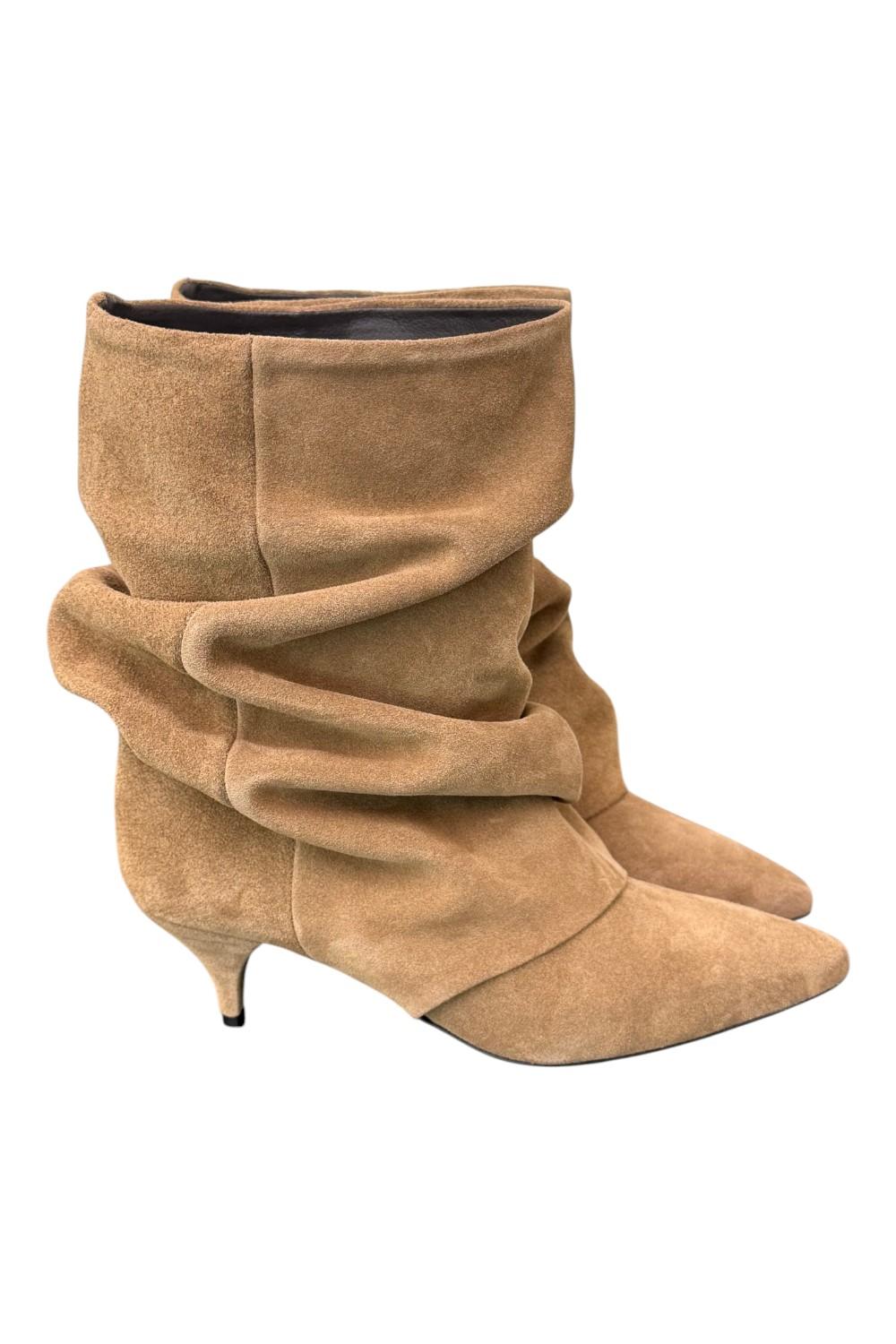 Stivaletto pieghe The icona suede taupe 