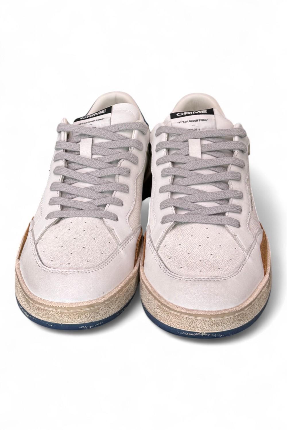 Sneaker uomo basket bianca Crime London Chelsea Oxford Blu 