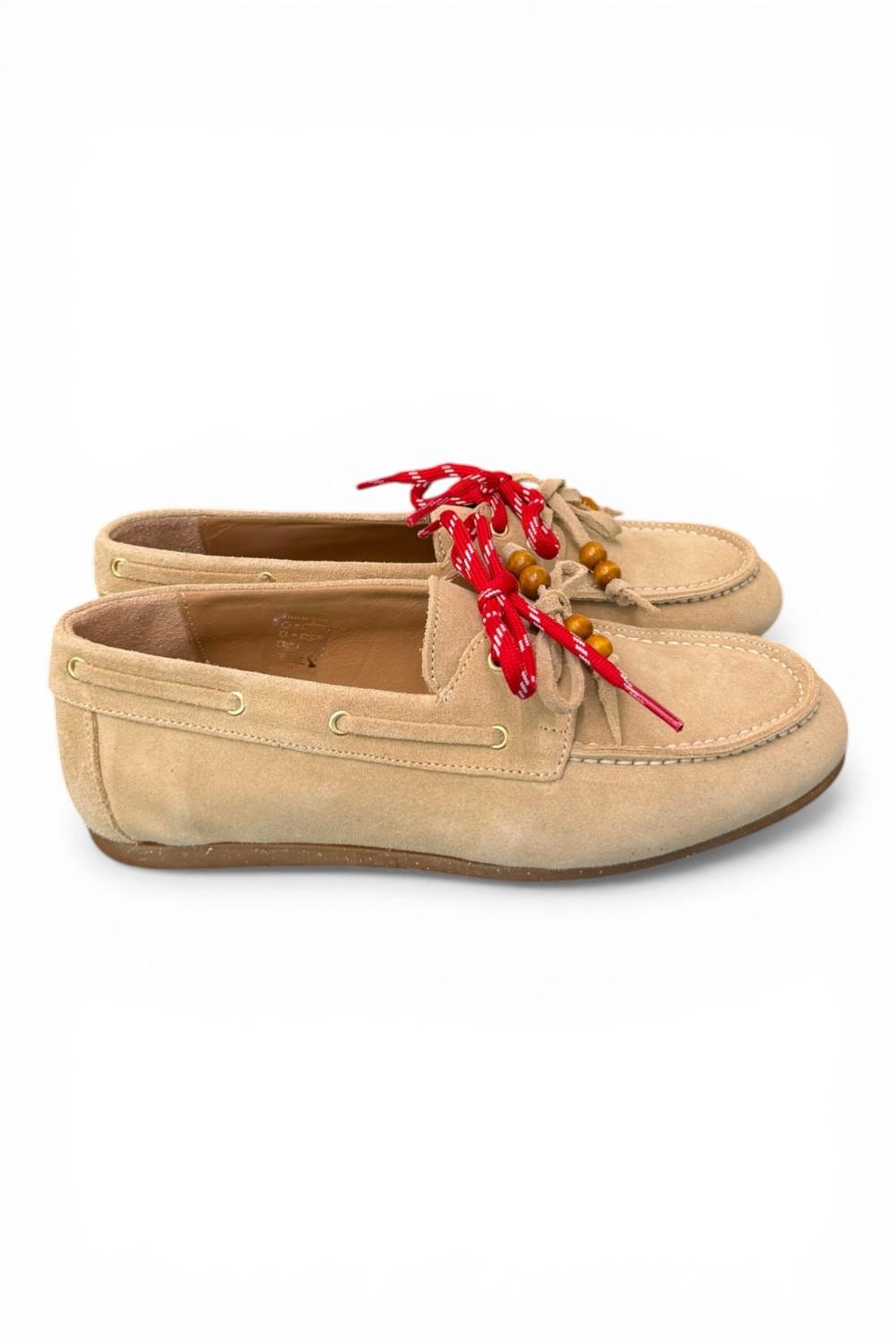 Scarpa barca suede beige Antica Bottega<BR/> 