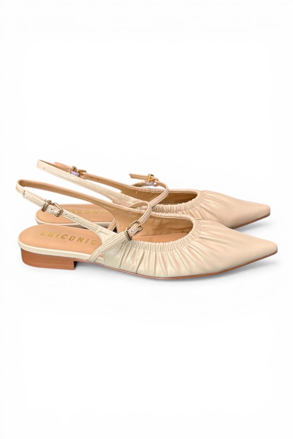 Slingback flat arricciata latte Chiconic 