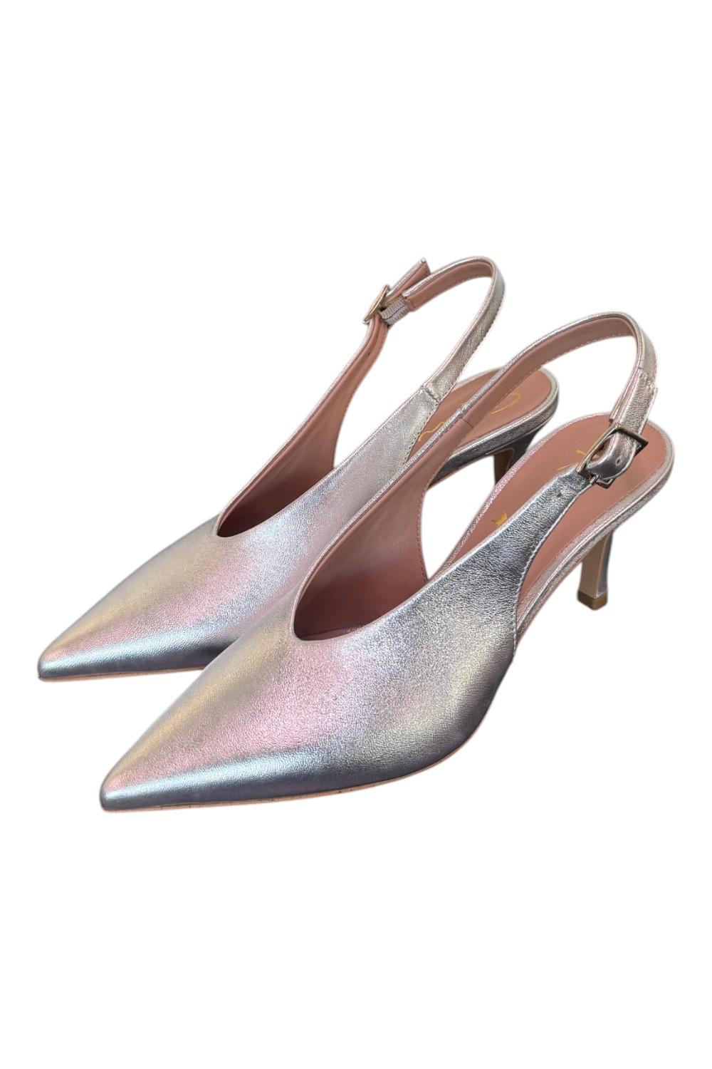 Slingback pelle argento Ranye T70<BR/> 