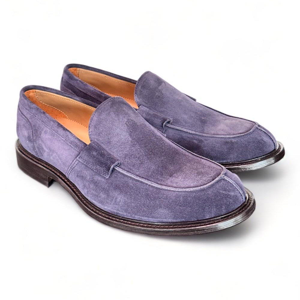Mocassino liscio suede blu Franco Fedele 