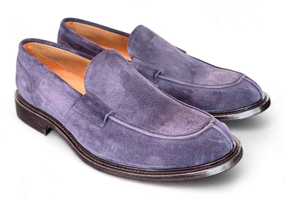 Mocassino liscio suede blu Franco Fedele 