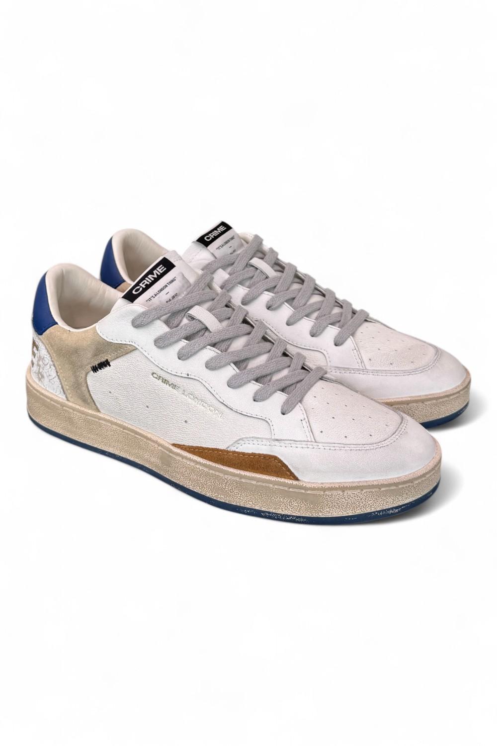 Sneaker uomo basket bianca Crime London Chelsea Oxford Blu 