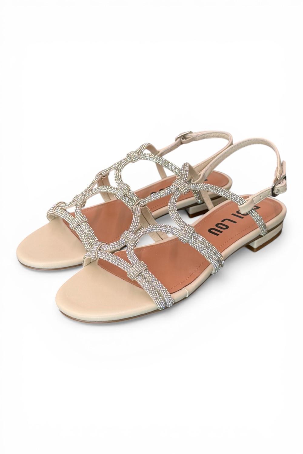 Sandalo intrecci strass white Bibi Lou 